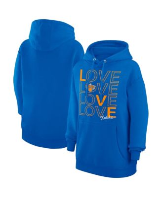Women's Blue New York Knicks Basketball Love Fleece Pullover Hoodie