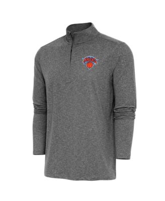 Men's Heather Black New York Knicks Hunk Quarter-Zip Pullover Sweatshirt