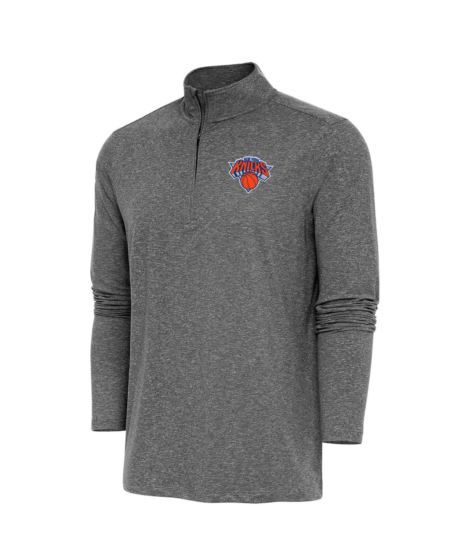 Men's Heather Black New York Knicks Hunk Quarter-Zip Pullover Sweatshirt