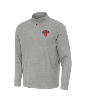 Men's Heather Gray New York Knicks Subtle Quarter-Zip Sweatshirt