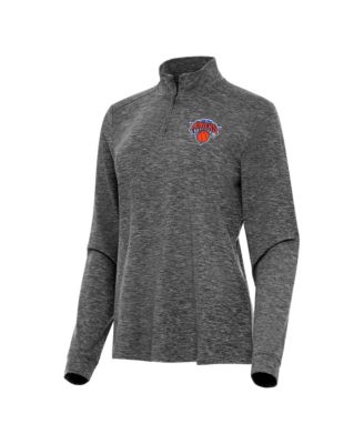 Women's Heather Black New York Knicks Mentor Quarter-Zip Mock Long Sleeve Sweatshirt