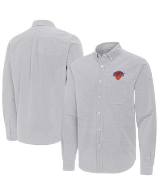 Men's Gray New York Knicks Porter Woven Long Sleeve Button-Down Shirt