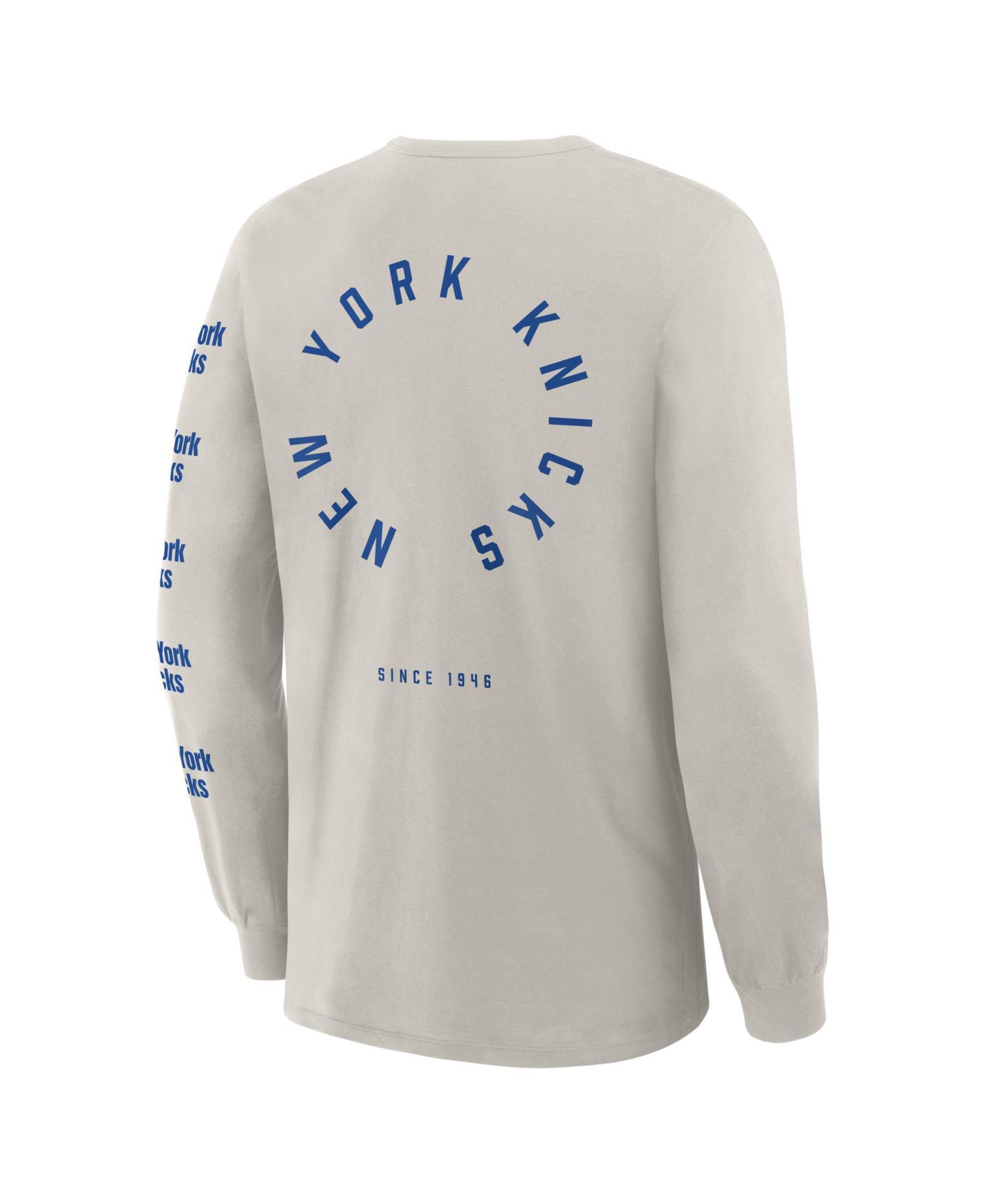 Мужская футболка Fanatics Cream New York Knicks Crossover Collection Ball Screen Action Premium Long Sleeve — фото 3