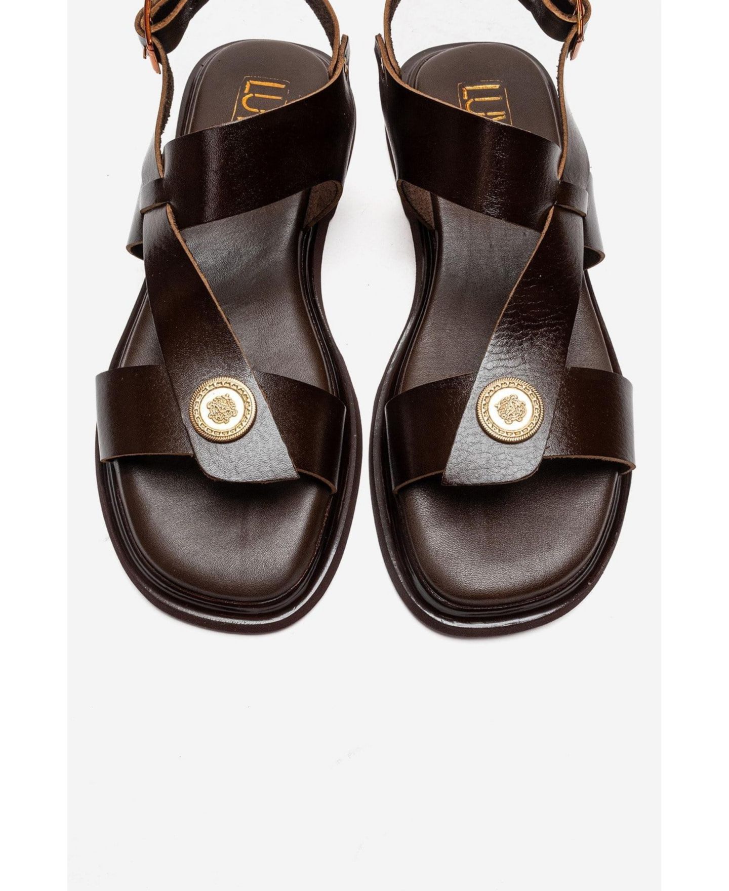Женские сандалии Forever & Always Shoes Quella Leather Buckle, цвет: Коричневый — фото 6
