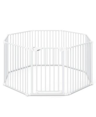 8 Panel Extra Wide Pet Gate with Auto-Close Door and 270 Degree Hinges