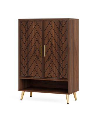 Wooden Shoe Cabinet with 6 Tier Adjustable Storage Shelves