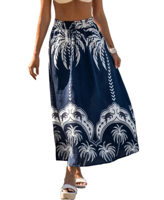Women's Tropical Palm Print Maxi Skirt