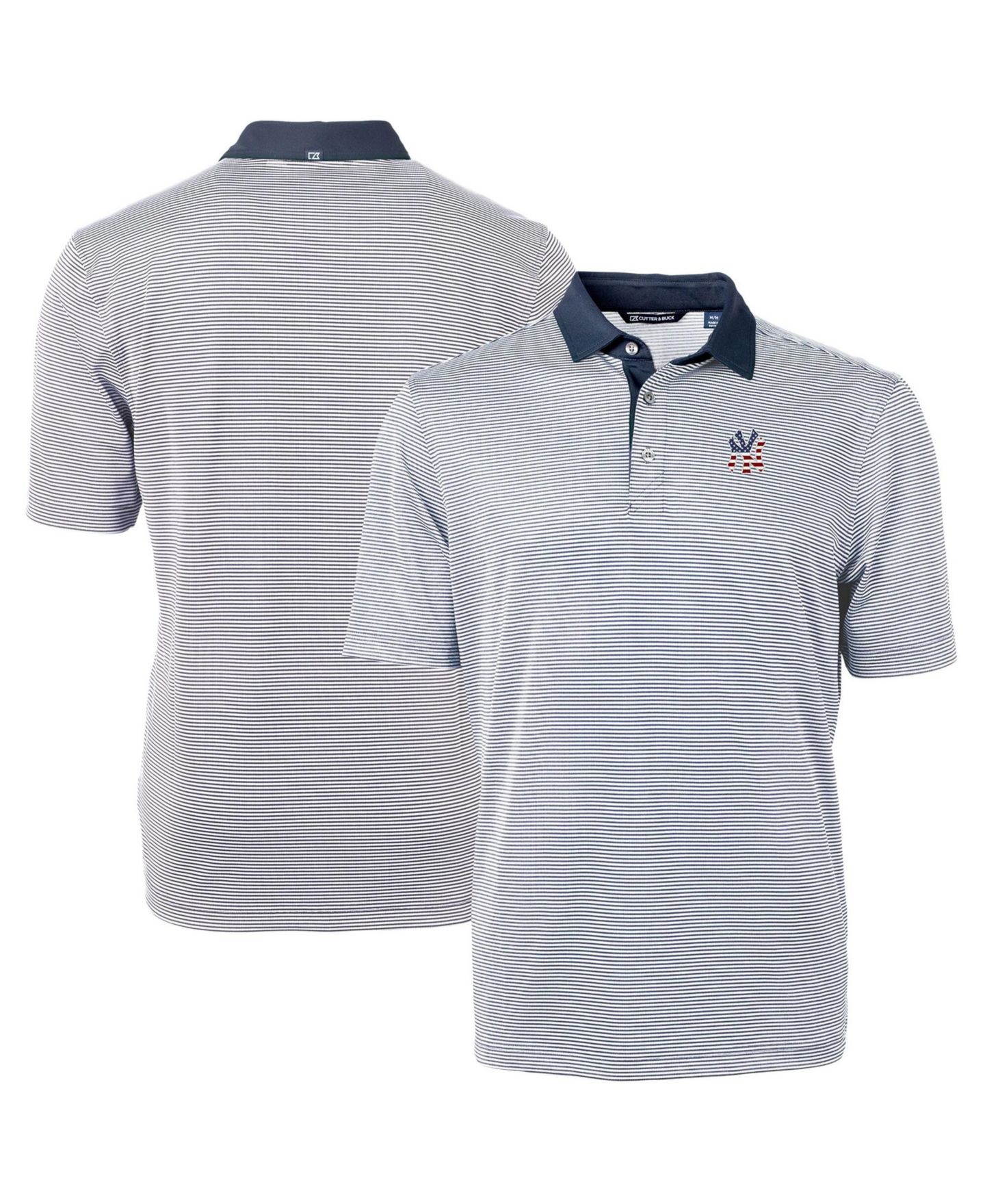 Мужское поло Cutter & Buck Navy New York Yankees Americana Logo Big & Tall Virtue Eco Pique Polo — фото 1
