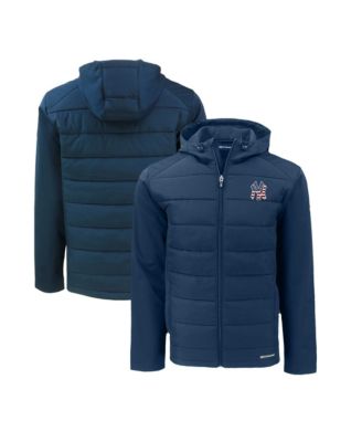 Men's Navy New York Yankees Stars Stripes Evoke Hybrid Eco Softshell Full-Zip Hoodie Jacket