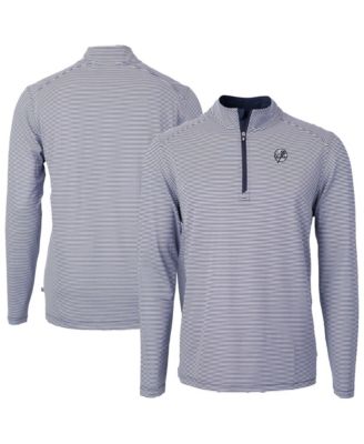 Men's Navy New York Yankees Virtue Eco Pique Micro Stripe Quarter-Zip Jacket