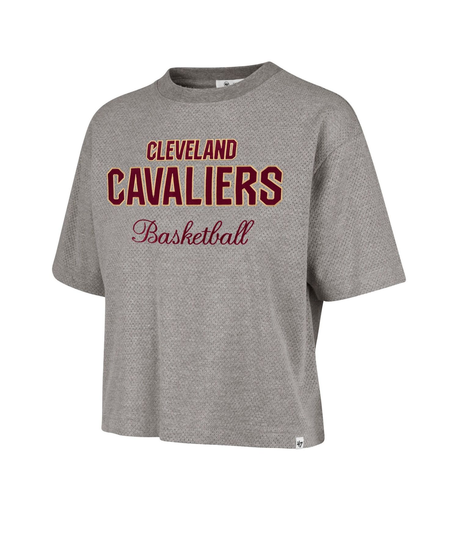 Women's Gray Cleveland Cavaliers Pivot Drop Needle Cropped T-Shirt