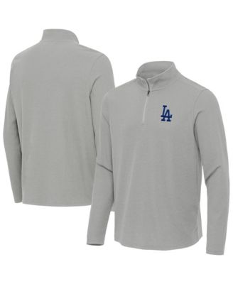 Men's Heather Gray Los Angeles Dodgers Sync Tri-Blend Quarter-Zip Pullover