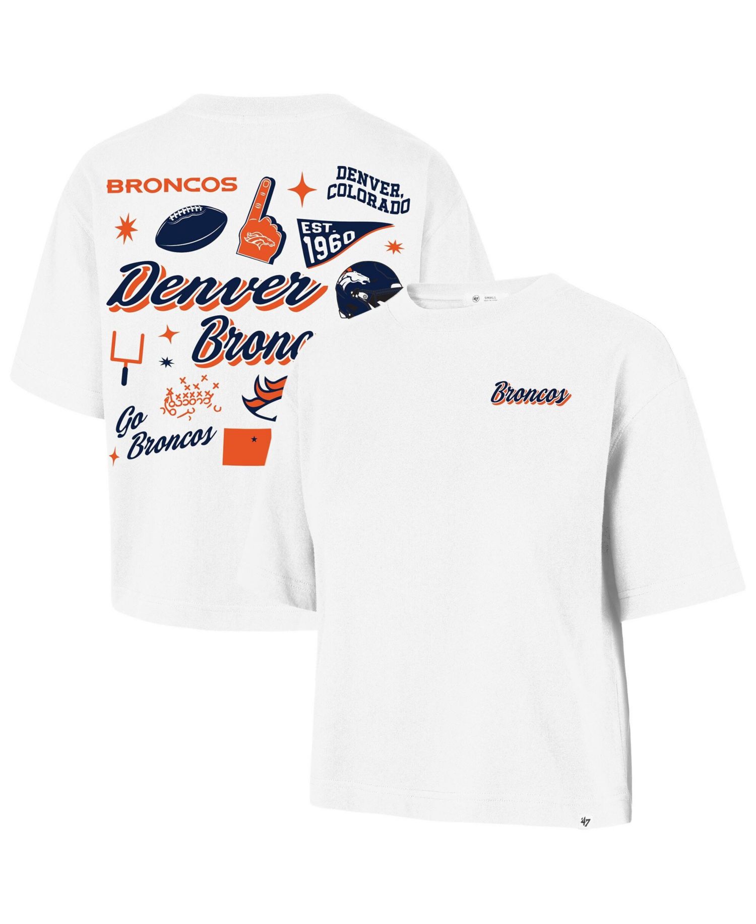 Women's White Denver Broncos Collage Script Reed City T-Shirt