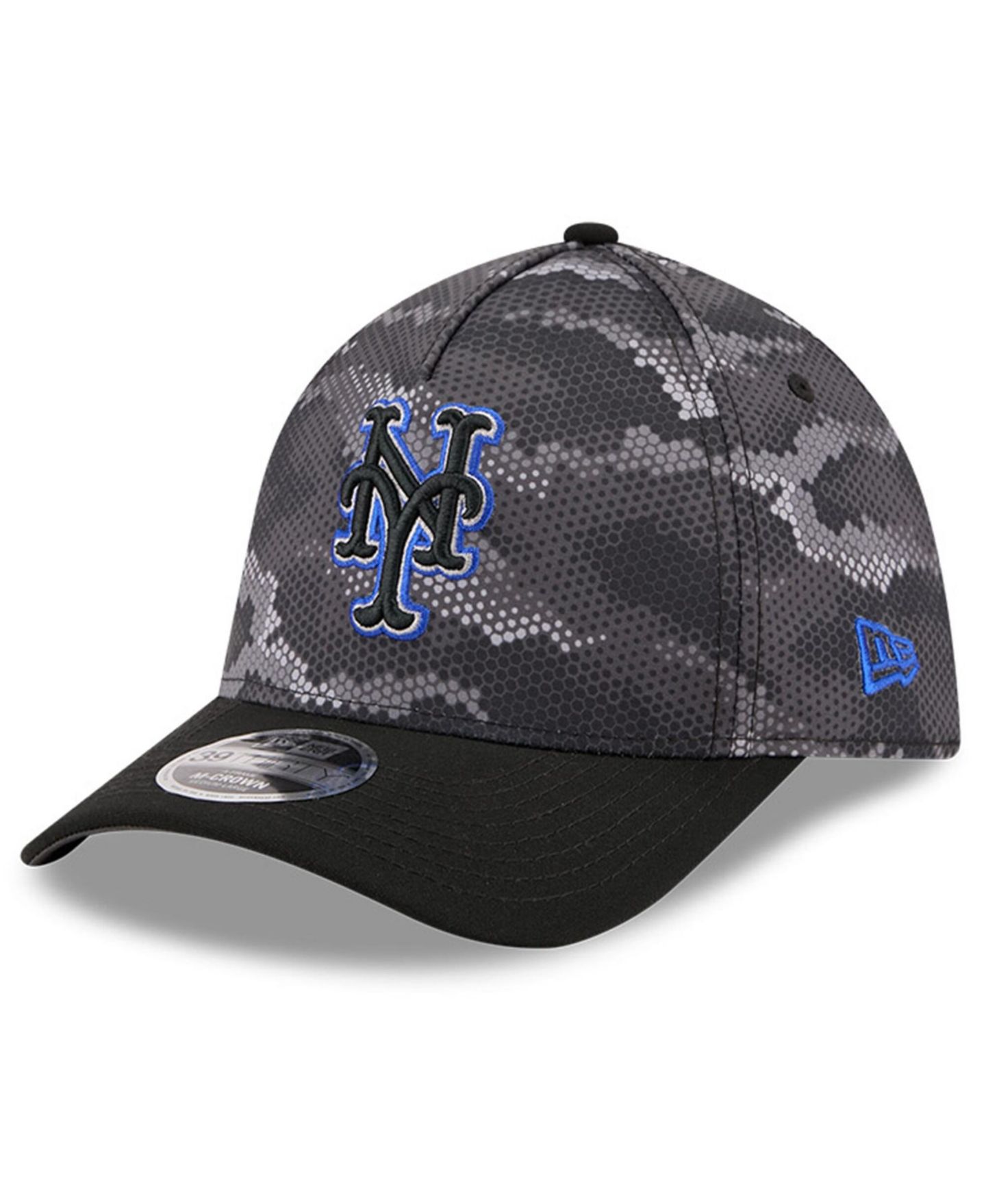 Мужская кепка New Era Black New York Mets Camo 39THIRTY A-Frame Flex Hat — фото 1