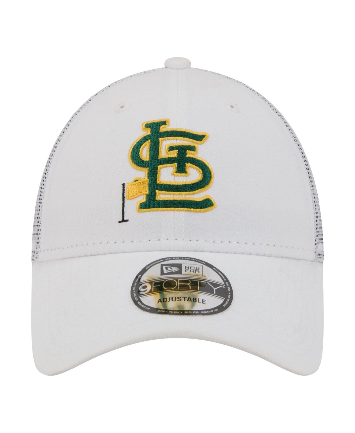 Мужская кепка New Era White St. Louis Cardinals Flag 9FORTY Trucker Adjustable Hat — фото 2