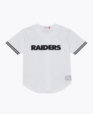 Men's White Las Vegas Raiders Monochrome Mesh Full-Button Baseball Jersey