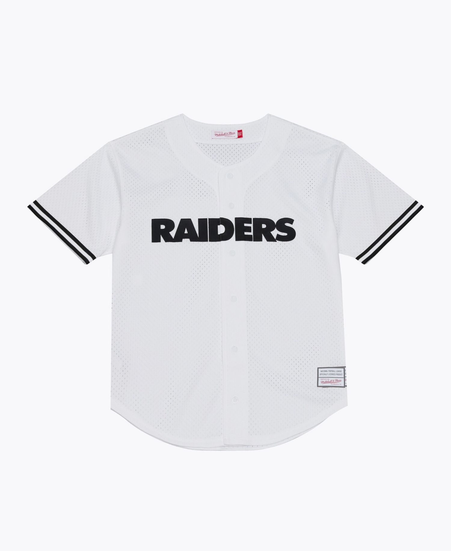 Men's White Las Vegas Raiders Monochrome Mesh Full-Button Baseball Jersey