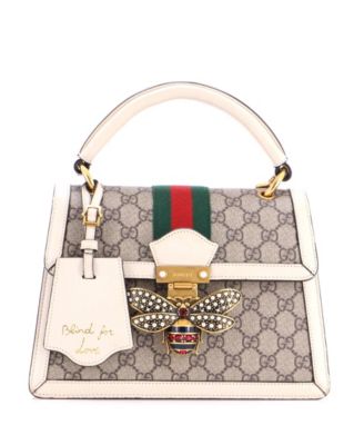 Small Queen Margaret Top Handle Bag GG Coated Canvas with Leather