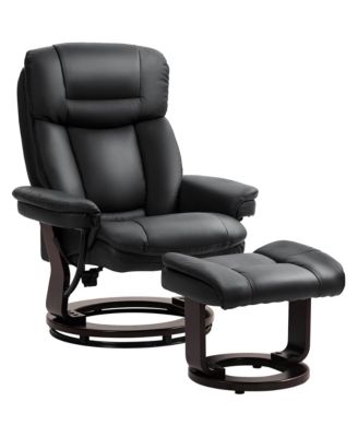 PU Leather Recliner with Ottoman, Swivel Reclining Chair
