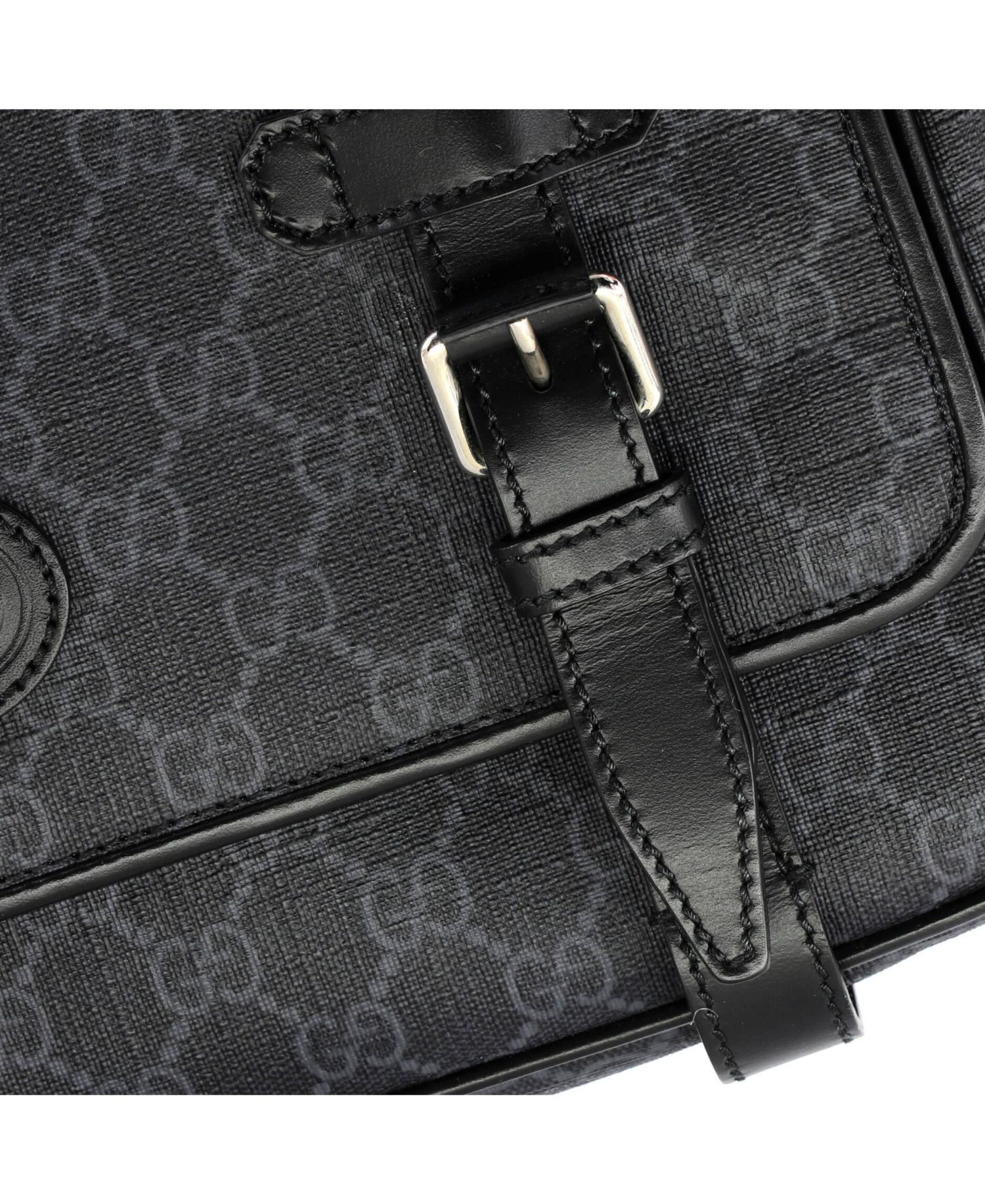 Medium Interlocking G Patch Messenger Bag GG Coated Canvas with Leather