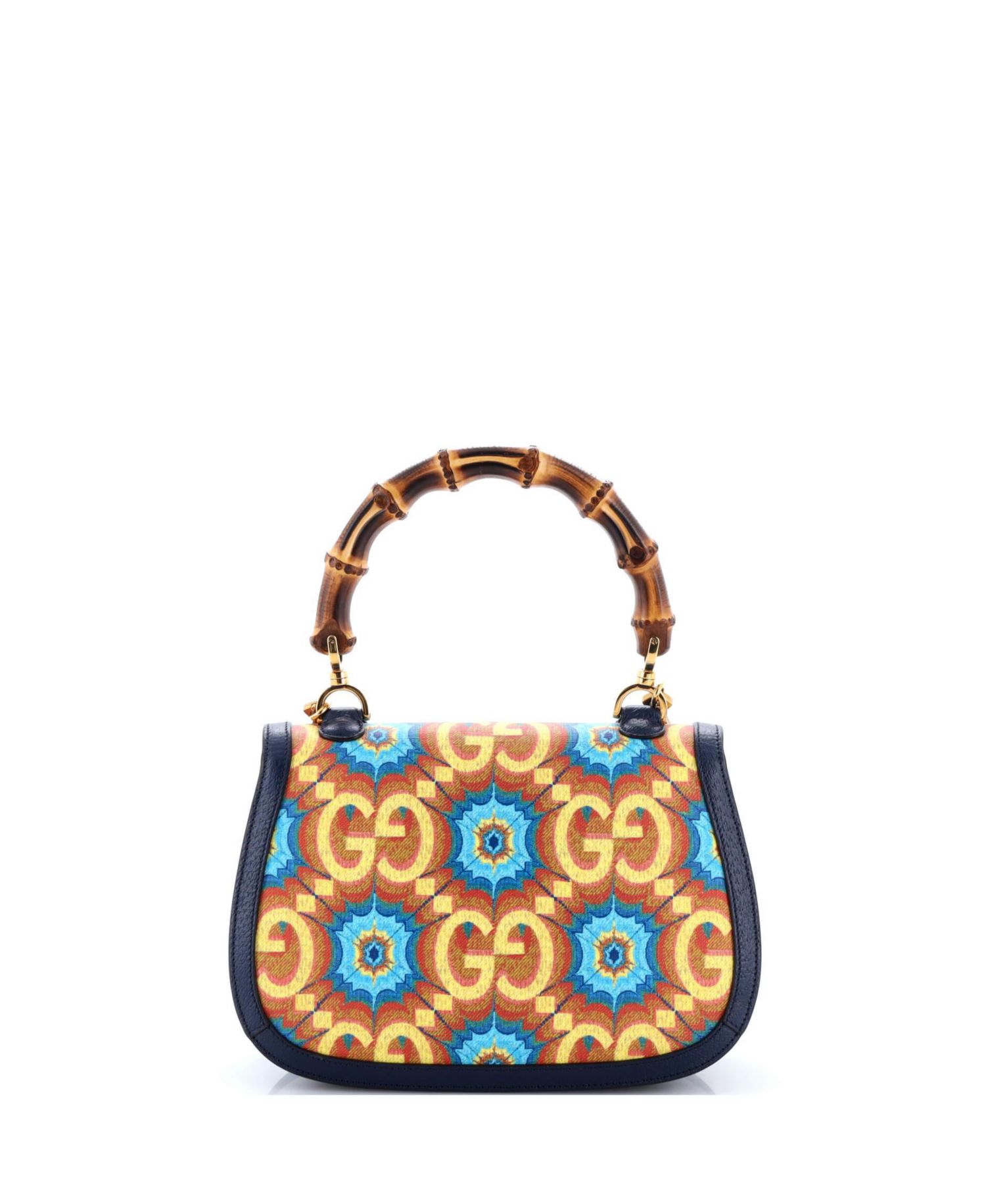 Medium Bamboo 1947 Top Handle Bag Kaleidoscope Print GG Coated Canvas