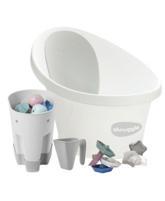 Shnuggle Baby Boys' and Baby Girls' Bath and Accessories Bundle, 5-Piece Set - White/Gray