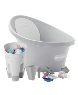 Shnuggle Baby Boys' and Baby Girls' Bath and Accessories Bundle, 5-Piece Set - Pebble Gray