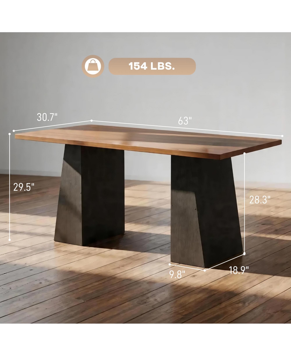 Homcom 63 Inch Computer Desk with Trapezoidal Frame