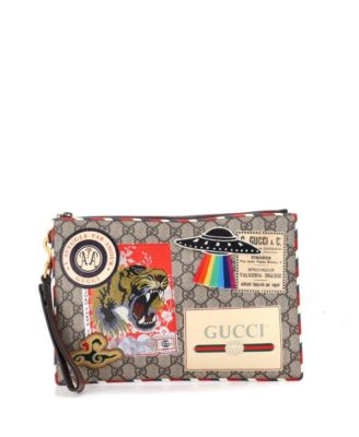 Courrier Pouch GG Coated Canvas with Applique