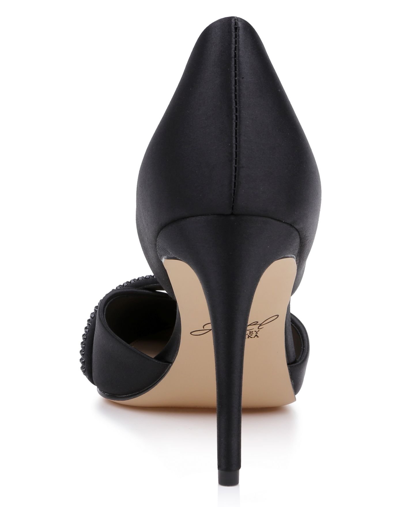 Женские туфли Jewel Badgley Mischka Zoey Slip-On Pumps, цвет: Чёрный атласный — фото 3