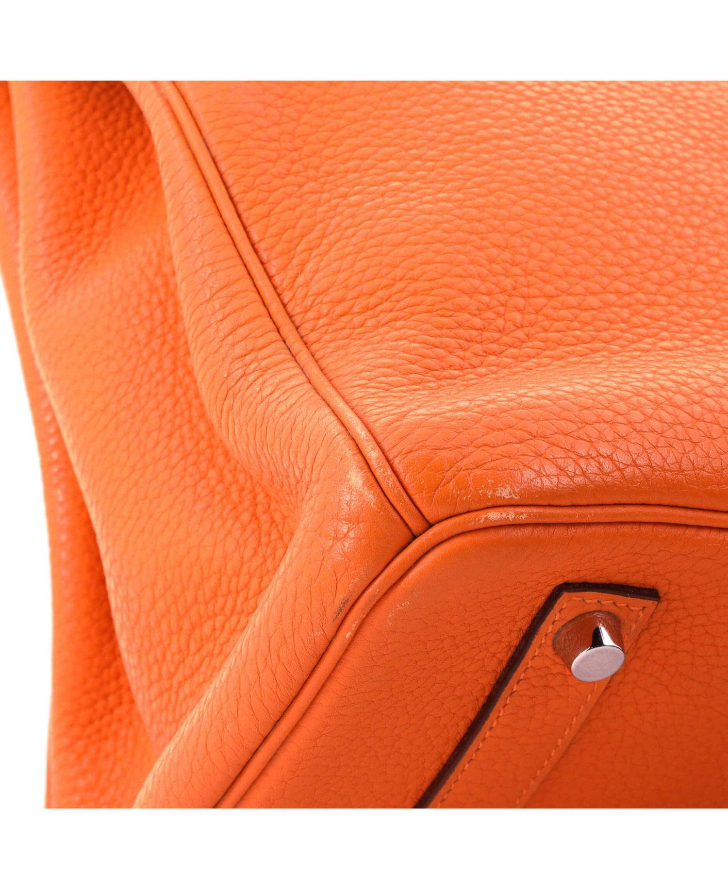 Sirkin 35 Handbag Orange Clemence with Palladium Hardware
