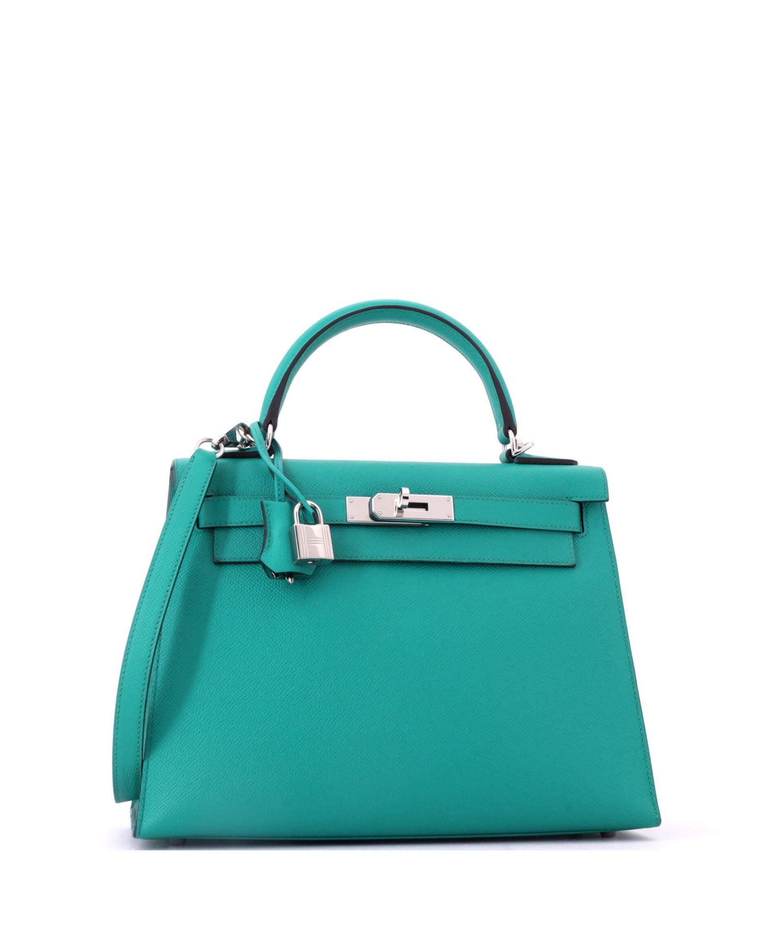 Kelly 28 Handbag Blue Epsom with Palladium Hardware