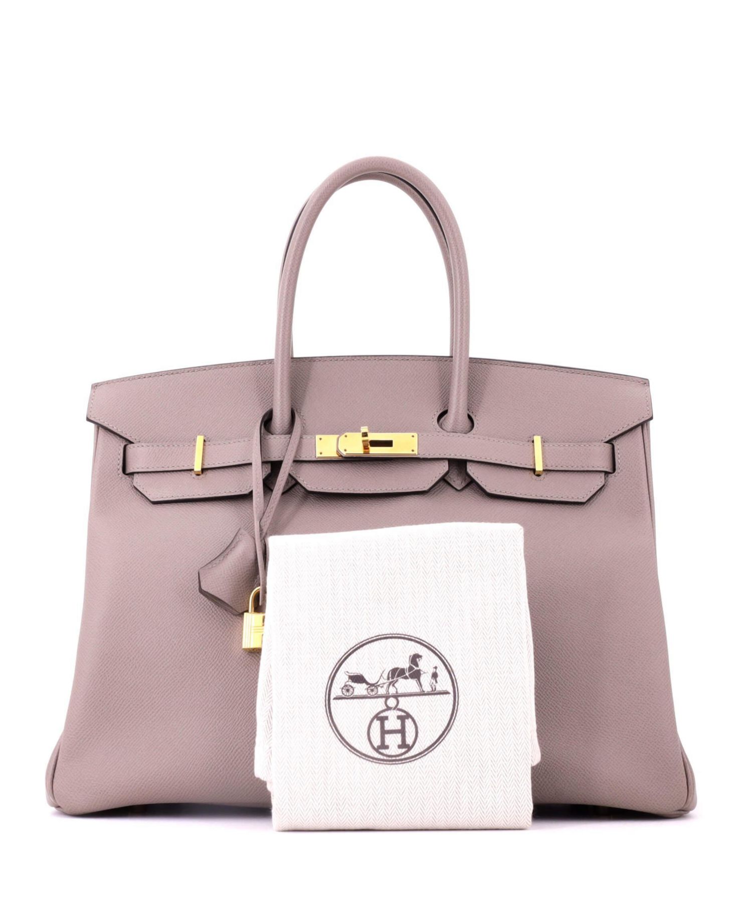 Birkin 35 Handbag Grey Epsom with Gold Hardware