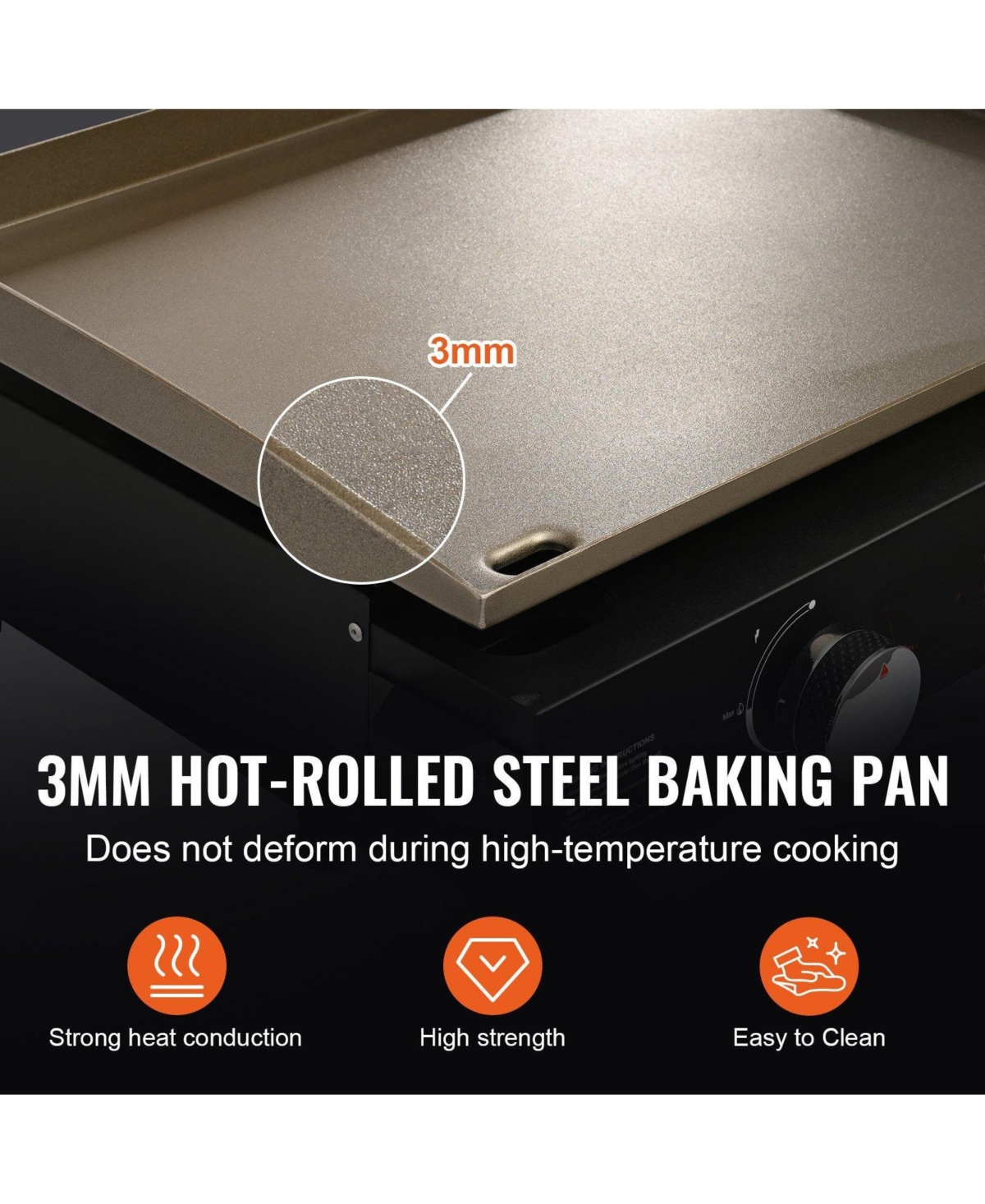 Cozito Countertop Gas Griddle, 22.4 in Manual Flat Top with Steel Plate and H-Shaped Burner