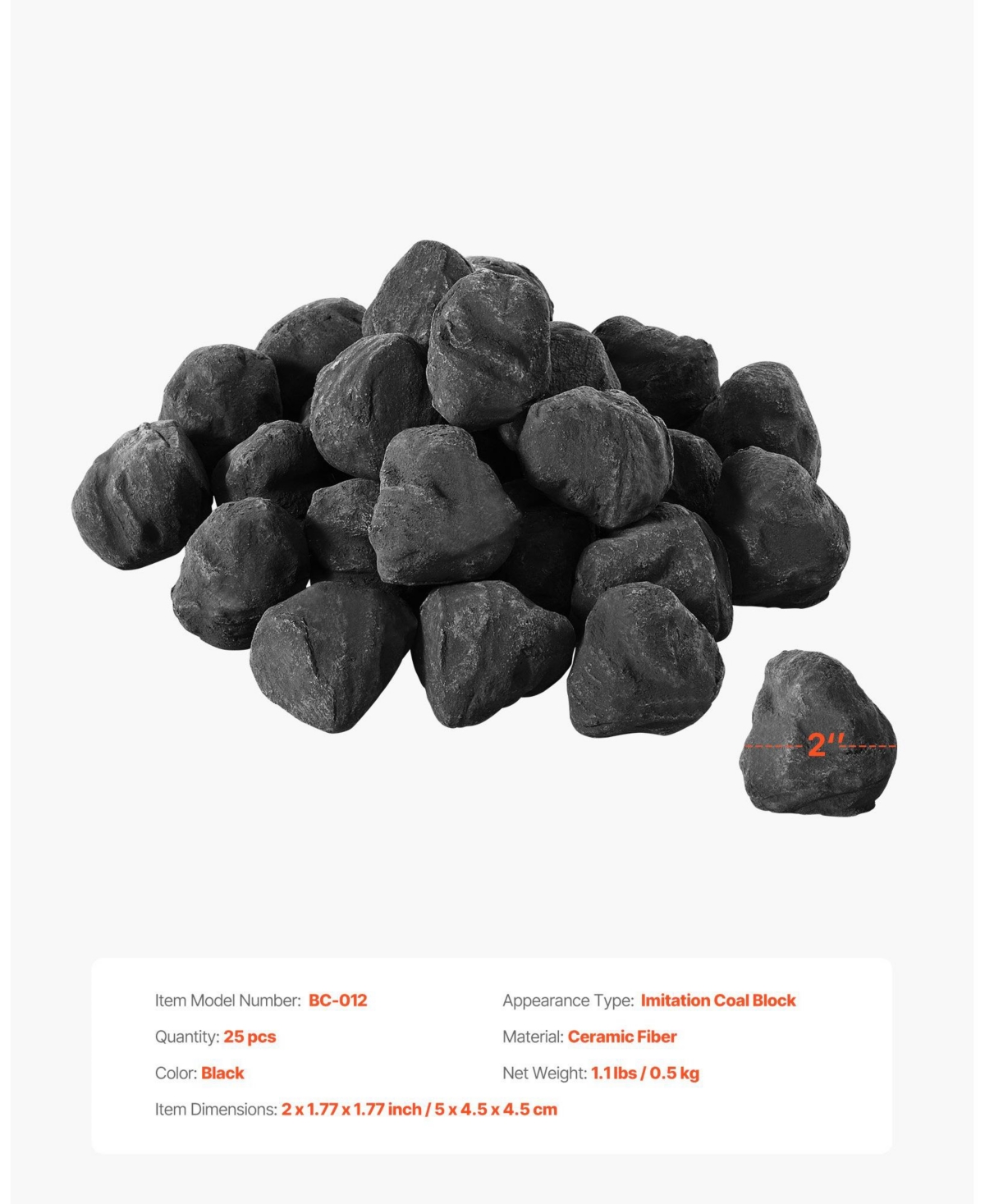 Cozito Lava Rocks, 1.2-2.0 inches 25-Piece Fire Stones for Propane Gas Fire Pits