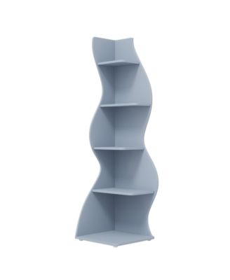 Modern Corner Bookcase with 5 Tier Open Storage Shelves