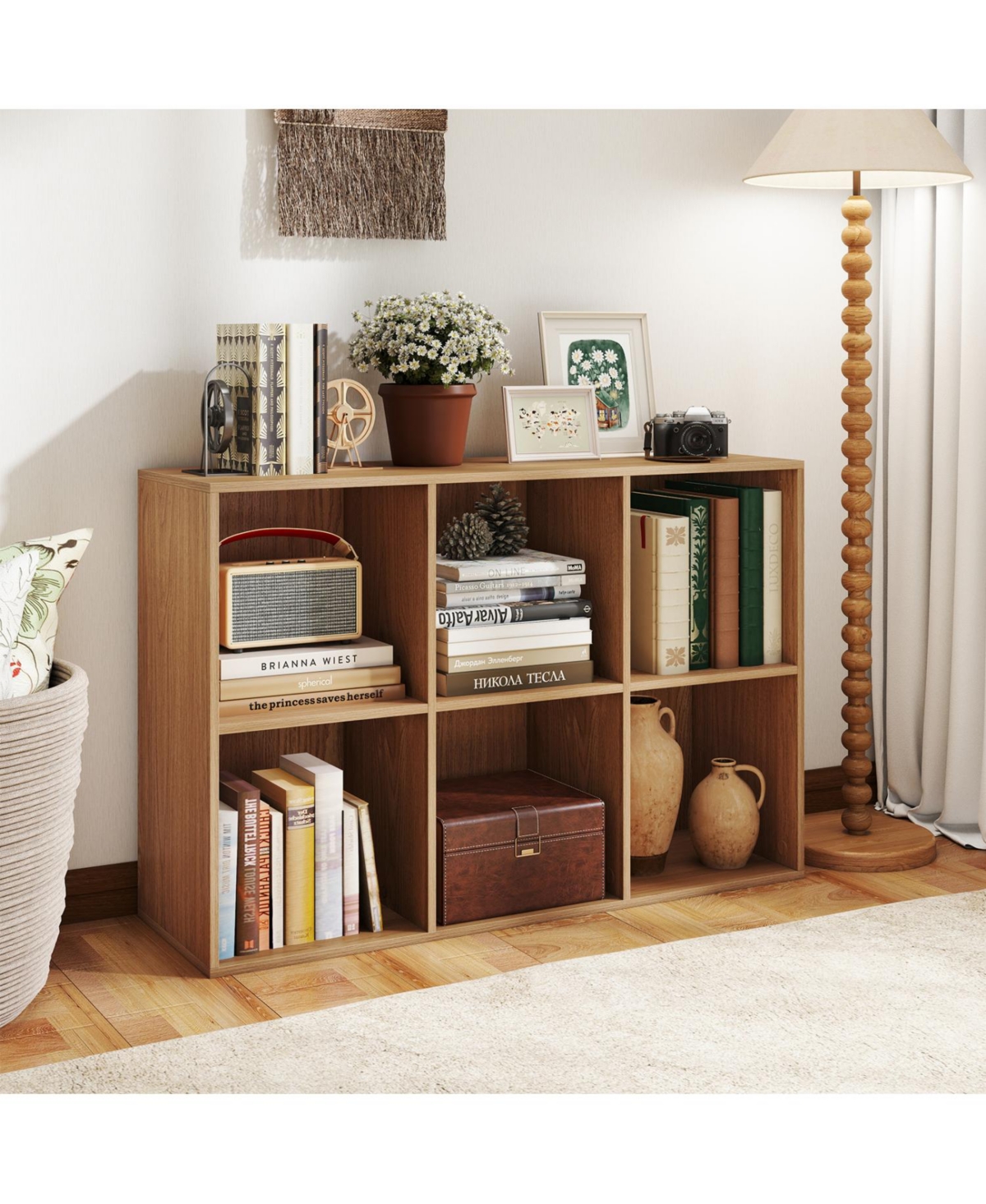 Slickblue Modern 6-Cube Organizer Bookcase with Anti-Tip Hardware