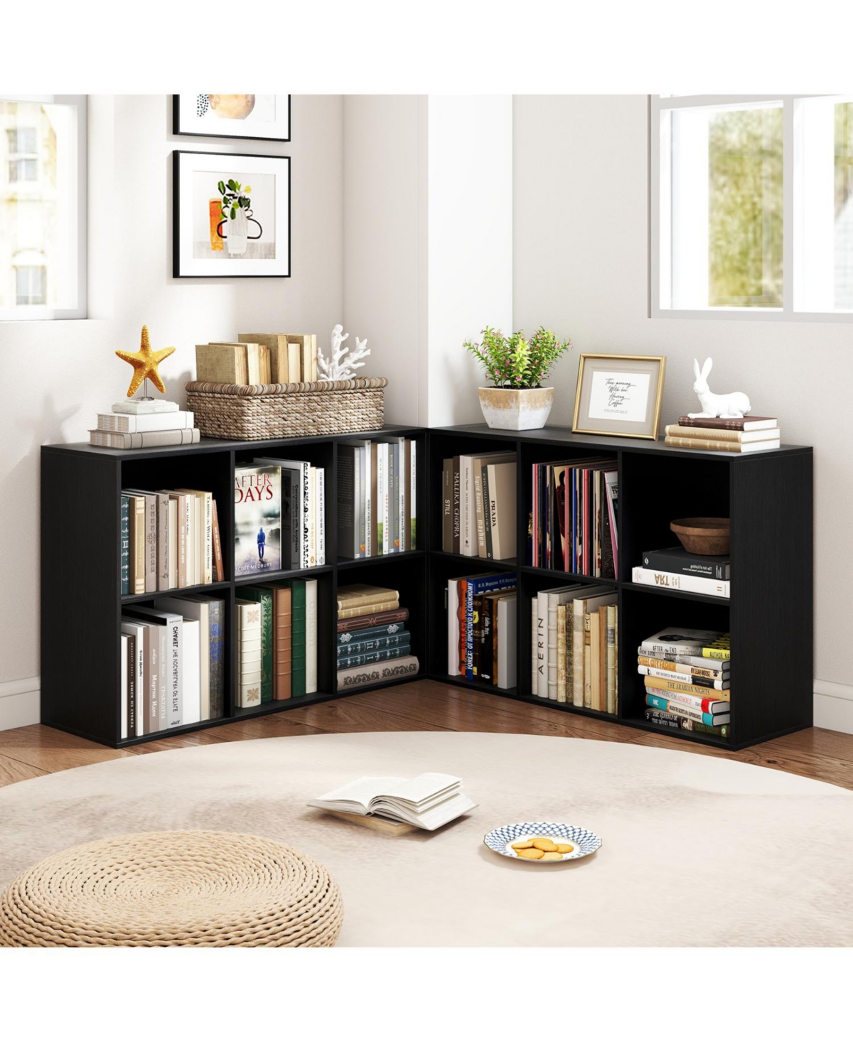 Slickblue Modern 6-Cube Organizer Bookcase with Anti-Tip Hardware