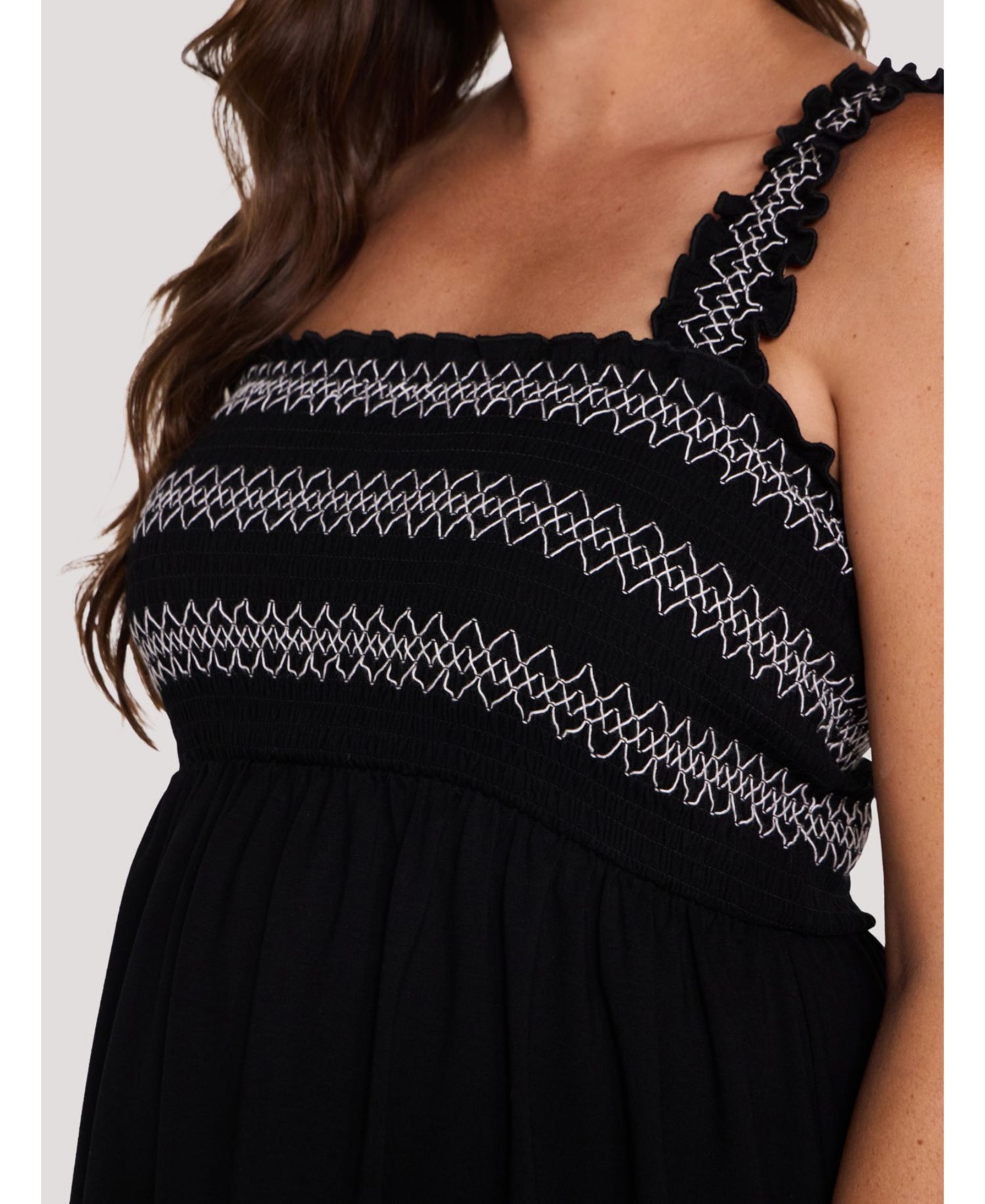 Women's Motherhood Smocked Embroidery Babydoll Tank