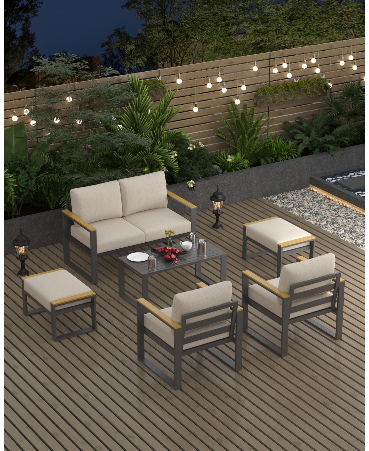 gaomon All-Weather Indoor/ Outdoor Single Sofa Armchair Set of 2 for Balcony, Garden, Deck, Living Room