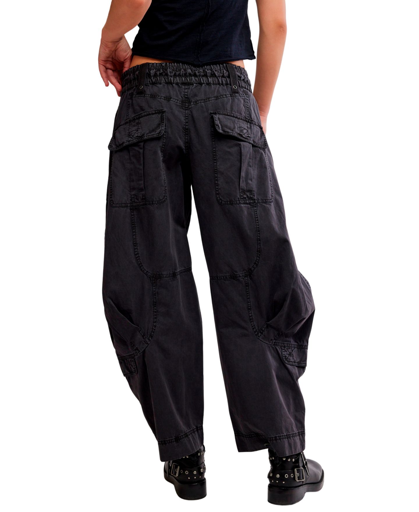 Женские брюки Free People We The Free Onset Mid-Rise Parachute, цвет: Чёрный песочный — фото 5