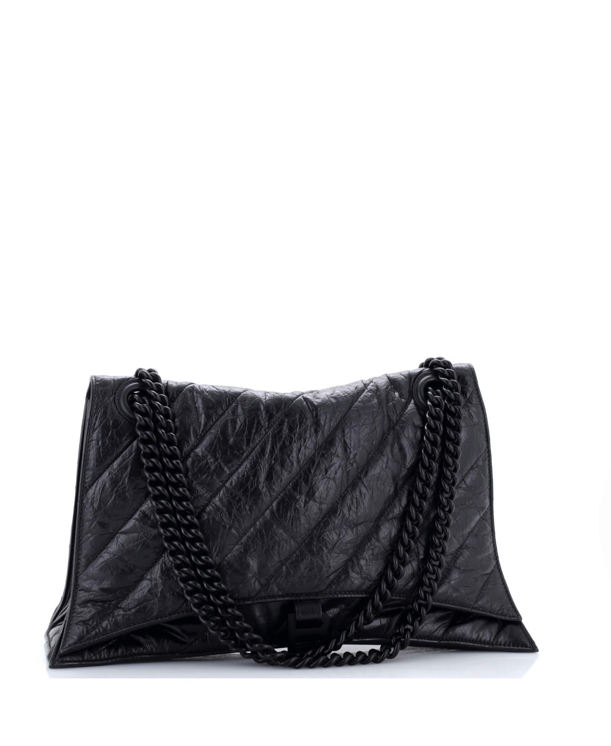 Pre-Owned Balenciaga Crush Chain Flap Bag Quilted Crushed Calfskin