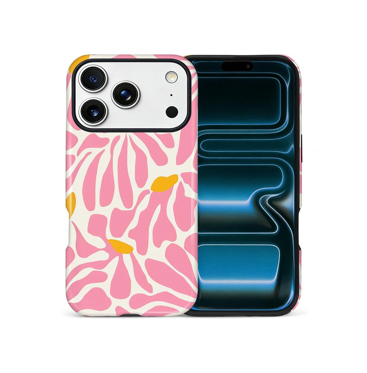 Gonez Case for iPhone 17 Pro, 2-in-1 Dual-Layer Shockproof Protection - Pink flower