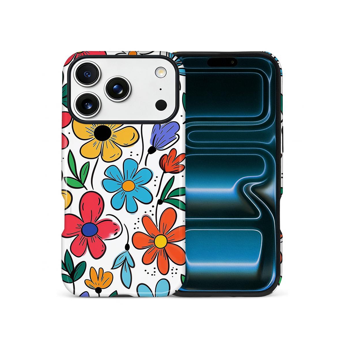 Gonez Case for iPhone 17 Pro, 2-in-1 Dual-Layer Shockproof Protection - Colorful flowers