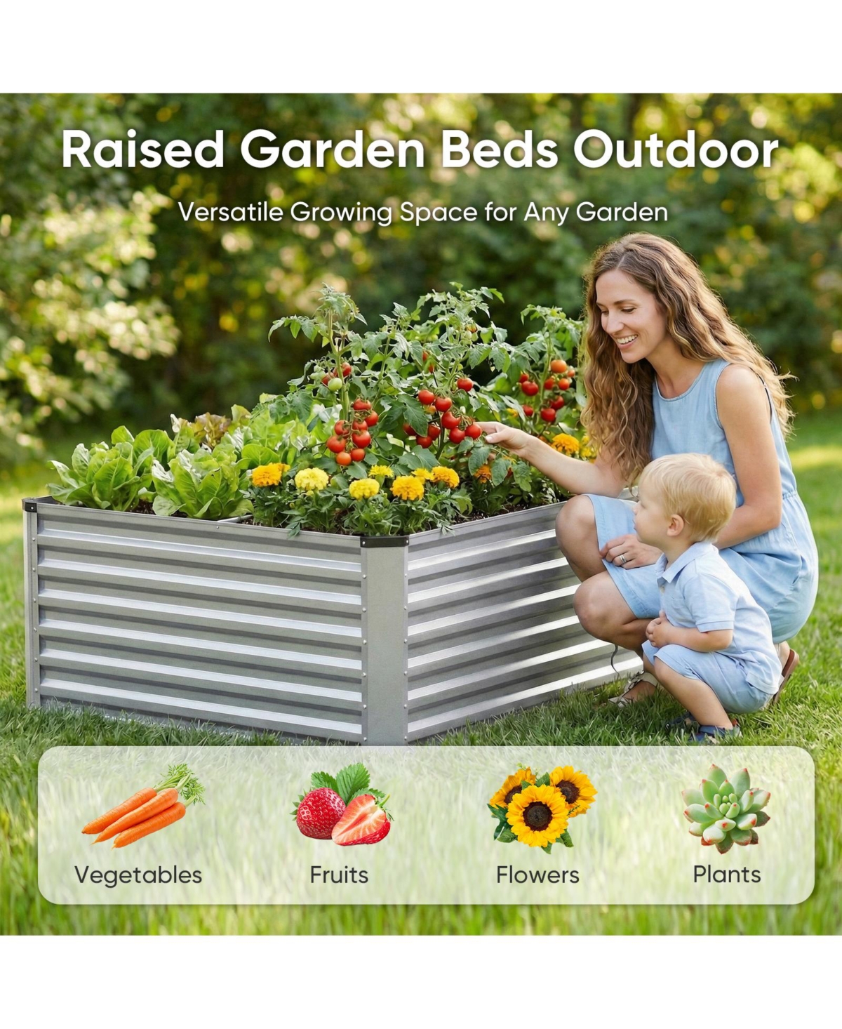 Pocassy 6x3x2feet Outdoor Metal Raised Garden Bed, Large Outdoor Planters Garden for Vegetables Flowers Herbs
