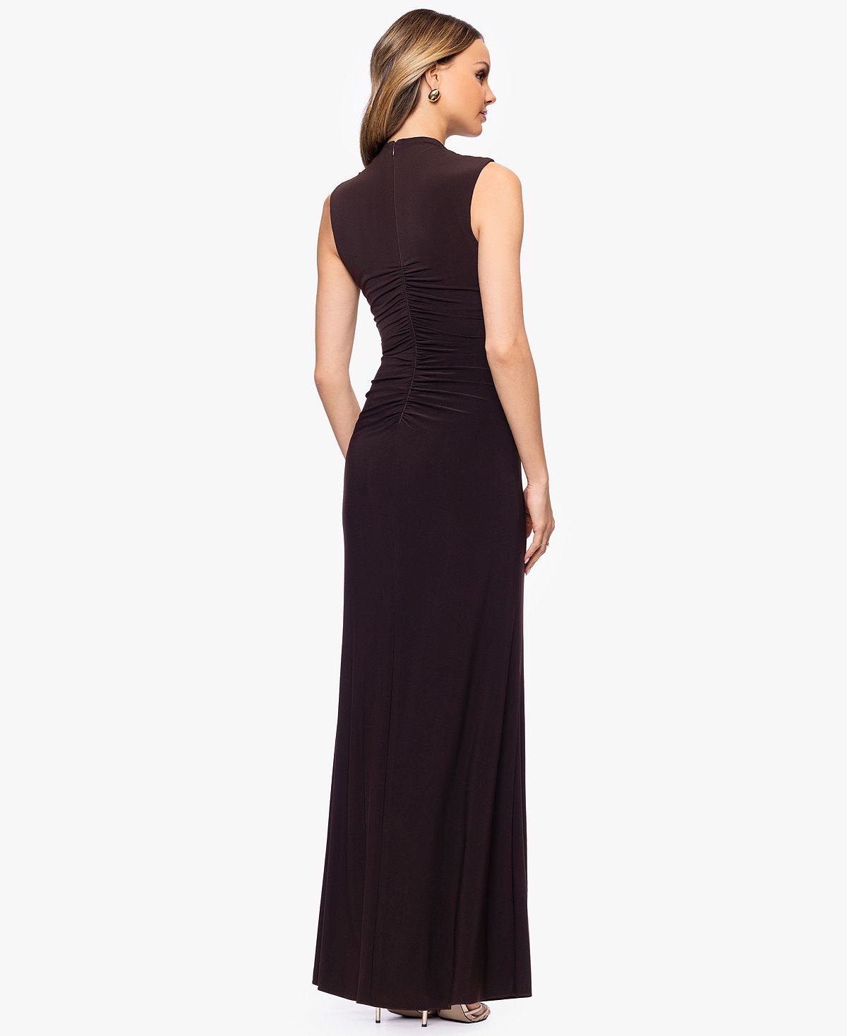 Betsy & Adam Petite Sleeveless Mock-Neck Ball Gown view 4 — MAYCSS fashion products