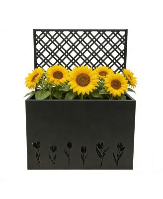Tall Metal Raised Garden Bed with Trellis, 35.5"L x 11.9"W x 47.3"H