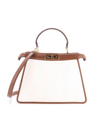 Medium Peekaboo ISeeU Bag Pequin Canvas with Whipstitch Leather