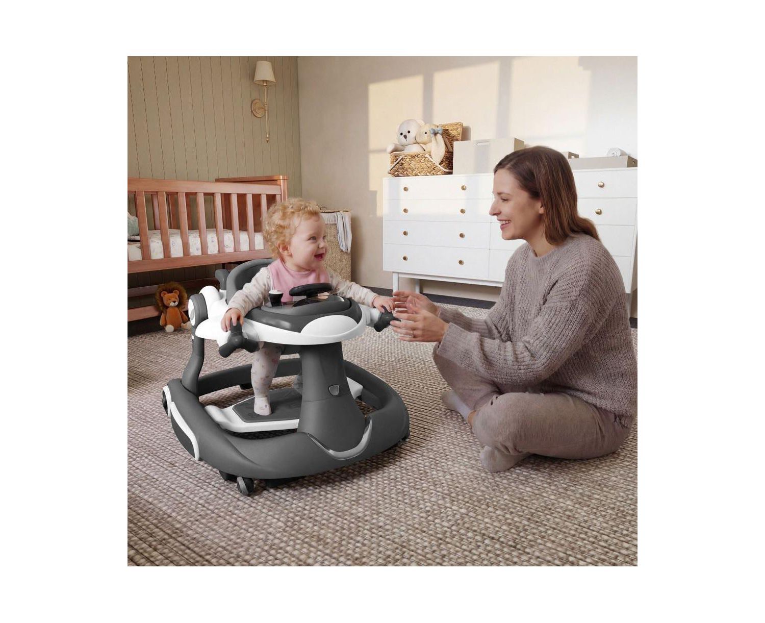 Convertible Baby Activity Walker with Adjustable Height, Foldable Design and Interactive Play Features
