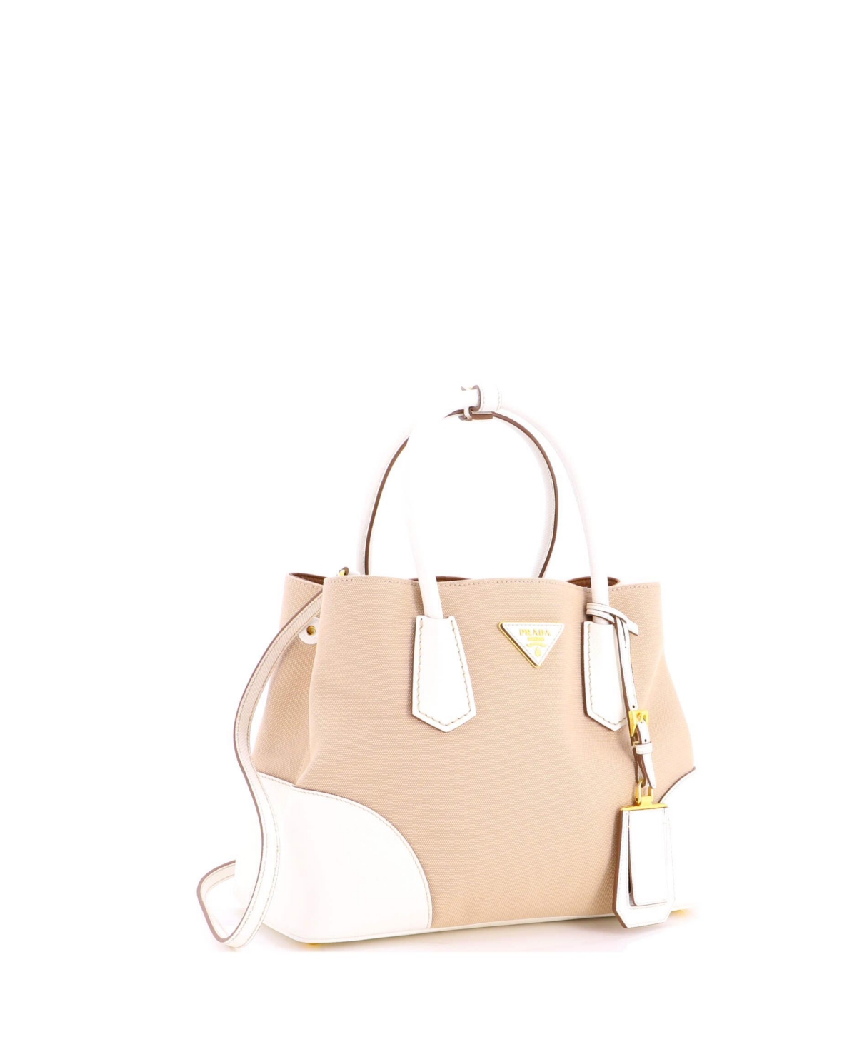 Pre-Owned Prada Medium Cuir Double Tote Canvas and Saffiano Leather